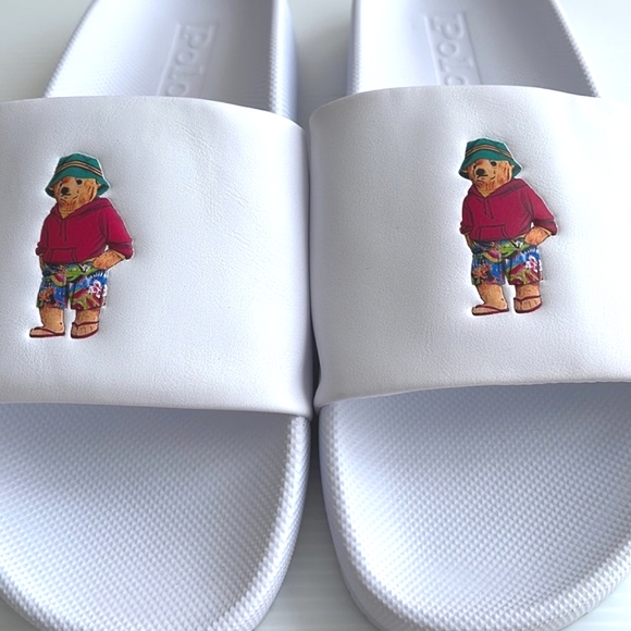 Polo Ralph Lauren Cayson Bear Pool White Sandals Sz 13 New